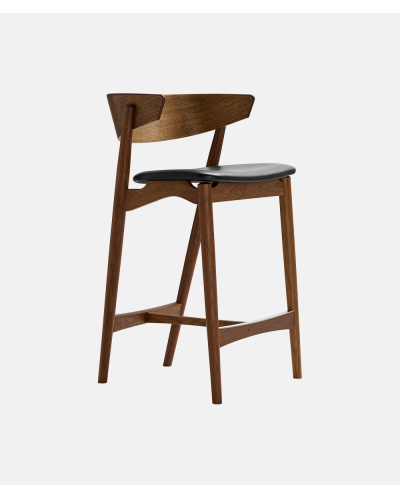 SIbast No 7 Bar Stool 65 cm Oak Smoked Leather Victory Black